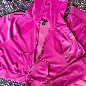 Victoria's Secret Fuchsia Velour Hoodie Jacket
